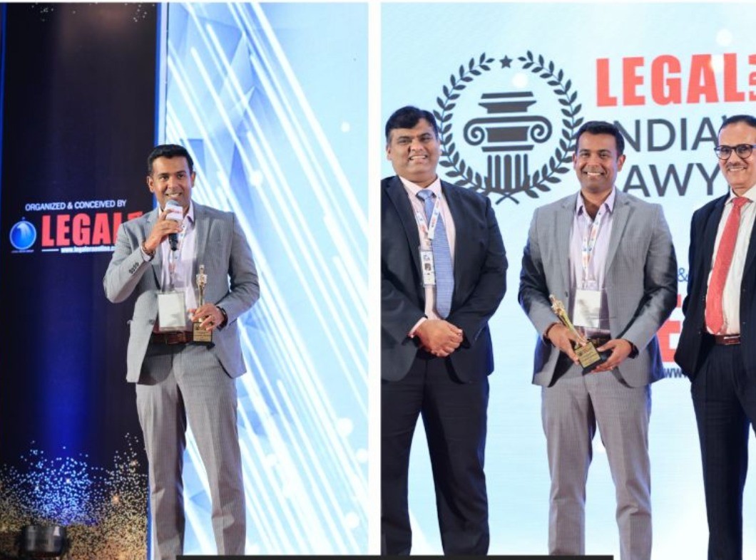 G.V. Anand Bhushan receiving the Legal Era Leading Corporate Lawyer of the Year award